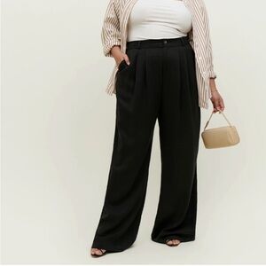 Reformation Mason Pant Side Seam & Back Welt Pockets Belt Loops Black Size 20